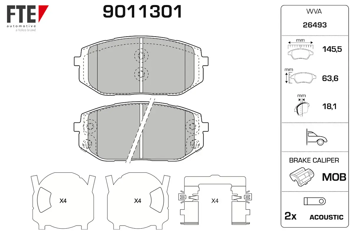 Bremsbelagsatz, Scheibenbremse Vorderachse FTE 9011301