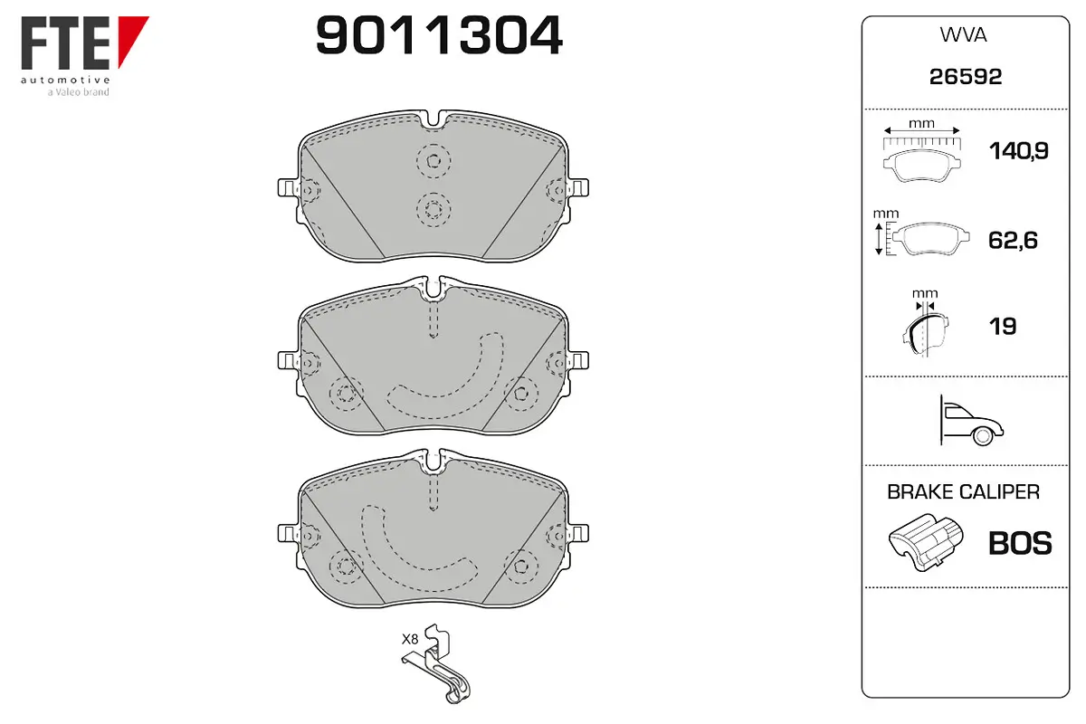 Bremsbelagsatz, Scheibenbremse Vorderachse FTE 9011304