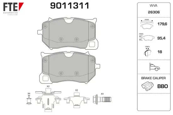 Bremsbelagsatz, Scheibenbremse Vorderachse FTE 9011311 Bild Bremsbelagsatz, Scheibenbremse Vorderachse FTE 9011311