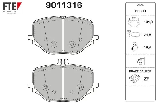 Bremsbelagsatz, Scheibenbremse Hinterachse FTE 9011316 Bild Bremsbelagsatz, Scheibenbremse Hinterachse FTE 9011316