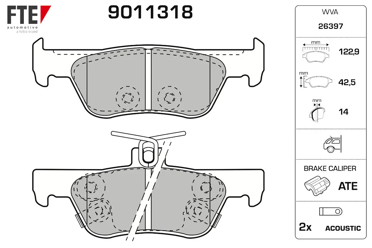 Bremsbelagsatz, Scheibenbremse Hinterachse FTE 9011318