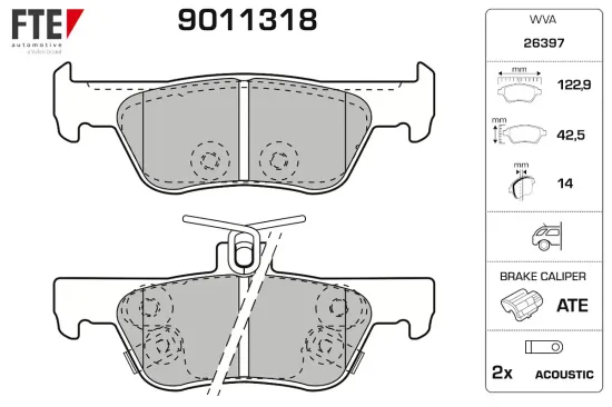 Bremsbelagsatz, Scheibenbremse Hinterachse FTE 9011318 Bild Bremsbelagsatz, Scheibenbremse Hinterachse FTE 9011318