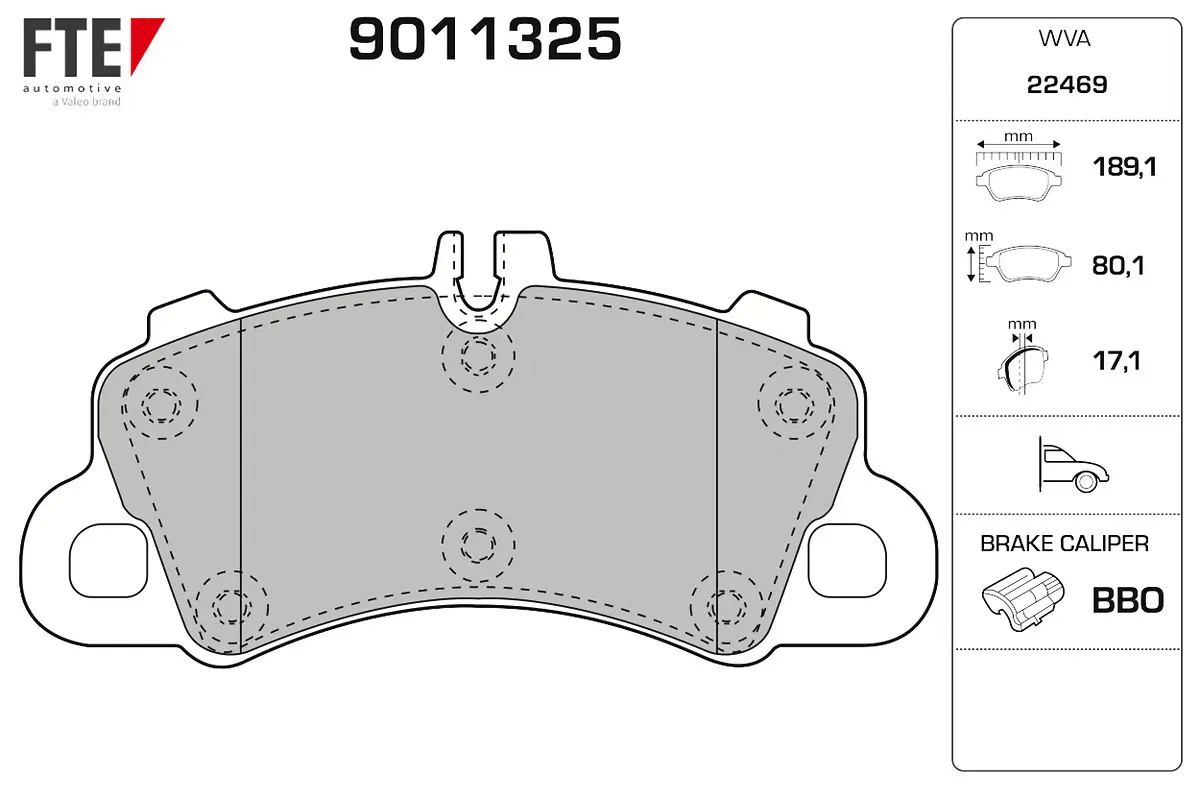 Bremsbelagsatz, Scheibenbremse Vorderachse FTE 9011325