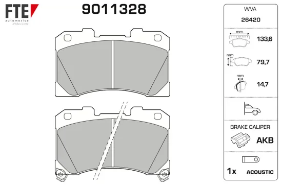 Bremsbelagsatz, Scheibenbremse Vorderachse FTE 9011328 Bild Bremsbelagsatz, Scheibenbremse Vorderachse FTE 9011328