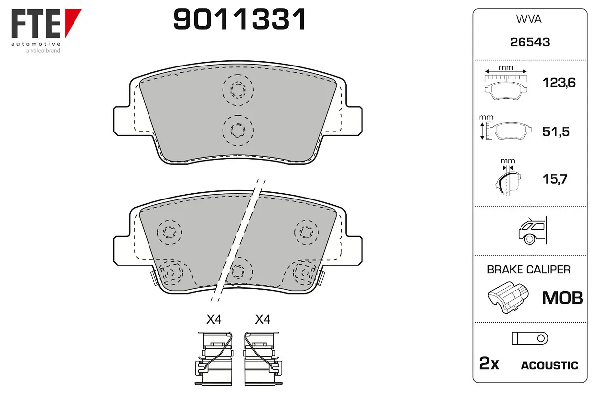 Bremsbelagsatz, Scheibenbremse Hinterachse FTE 9011331
