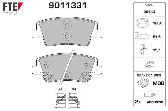Bremsbelagsatz, Scheibenbremse Hinterachse FTE 9011331 Bild Bremsbelagsatz, Scheibenbremse Hinterachse FTE 9011331
