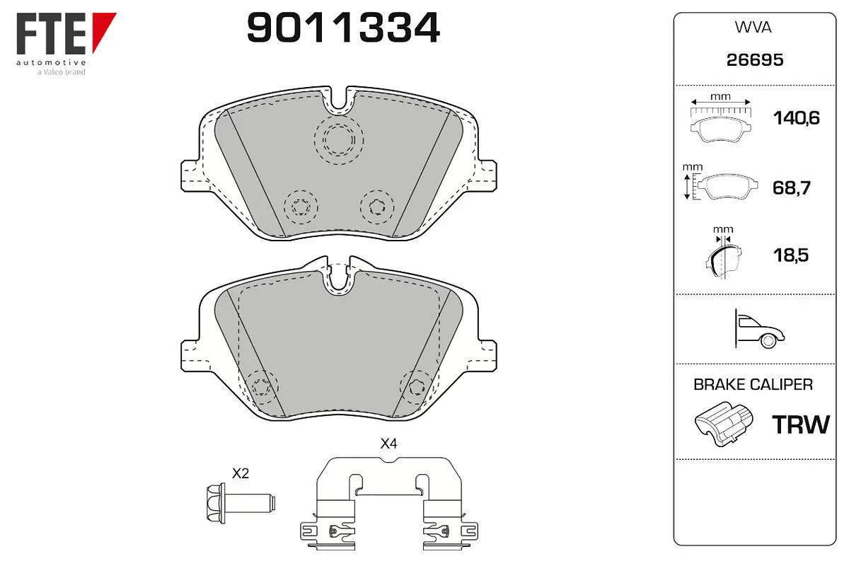 Bremsbelagsatz, Scheibenbremse Vorderachse FTE 9011334
