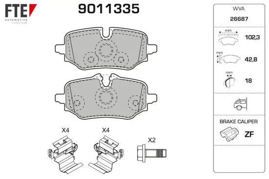 Bremsbelagsatz, Scheibenbremse Hinterachse FTE 9011335 Bild Bremsbelagsatz, Scheibenbremse Hinterachse FTE 9011335