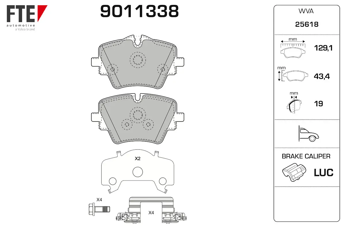 Bremsbelagsatz, Scheibenbremse Vorderachse FTE 9011338