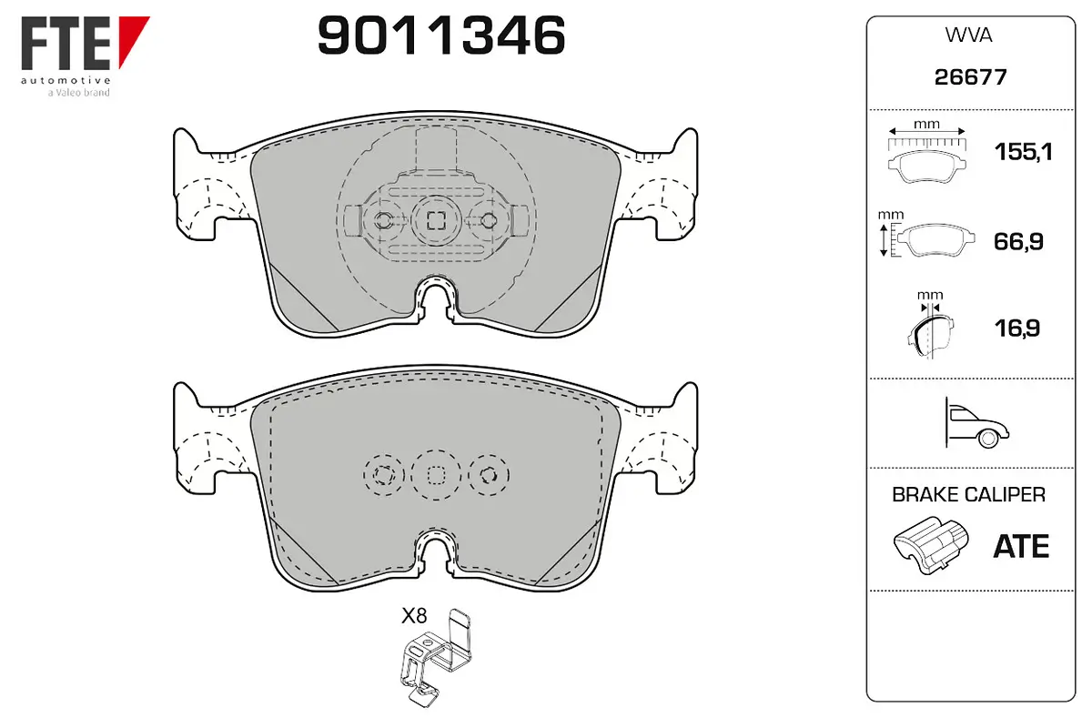 Bremsbelagsatz, Scheibenbremse Vorderachse FTE 9011346
