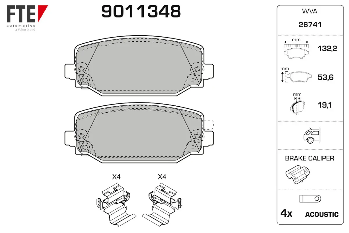 Bremsbelagsatz, Scheibenbremse Hinterachse FTE 9011348