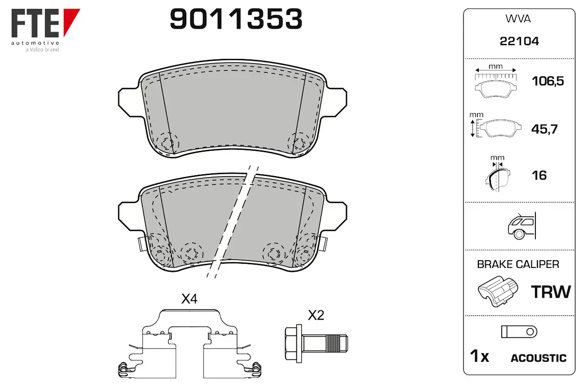 Bremsbelagsatz, Scheibenbremse Hinterachse FTE 9011353