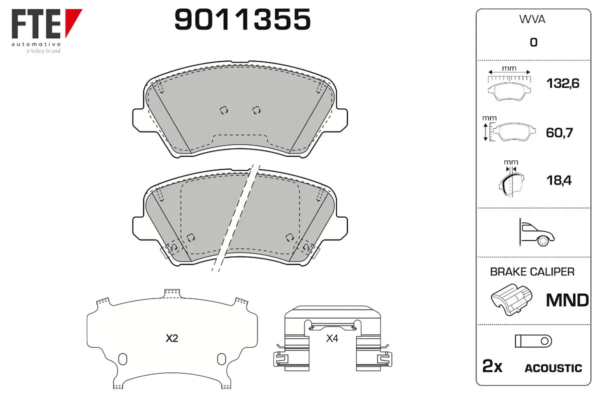 Bremsbelagsatz, Scheibenbremse Vorderachse FTE 9011355
