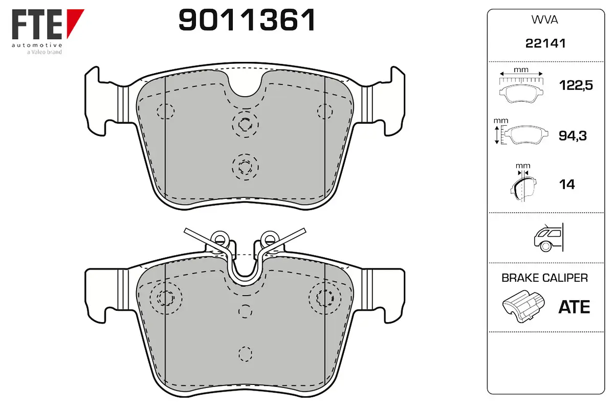 Bremsbelagsatz, Scheibenbremse Hinterachse FTE 9011361