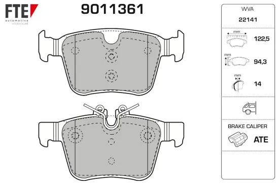 Bremsbelagsatz, Scheibenbremse Hinterachse FTE 9011361 Bild Bremsbelagsatz, Scheibenbremse Hinterachse FTE 9011361