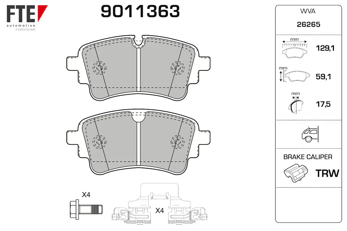 Bremsbelagsatz, Scheibenbremse Hinterachse FTE 9011363