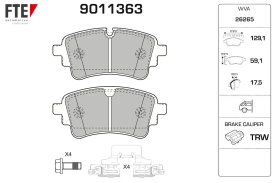 Bremsbelagsatz, Scheibenbremse Hinterachse FTE 9011363 Bild Bremsbelagsatz, Scheibenbremse Hinterachse FTE 9011363