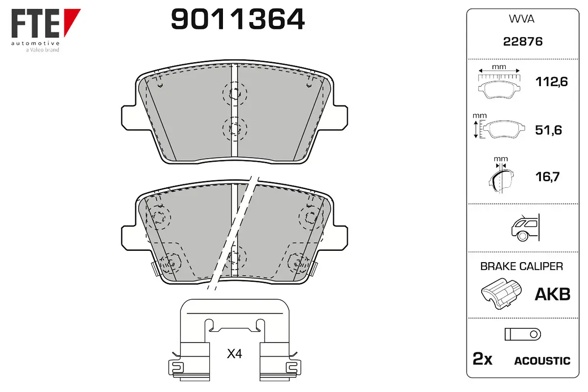 Bremsbelagsatz, Scheibenbremse Hinterachse FTE 9011364