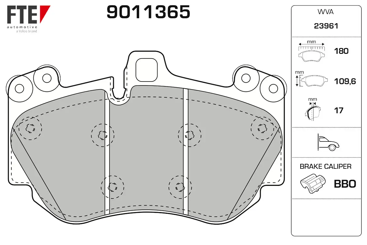 Bremsbelagsatz, Scheibenbremse Vorderachse FTE 9011365