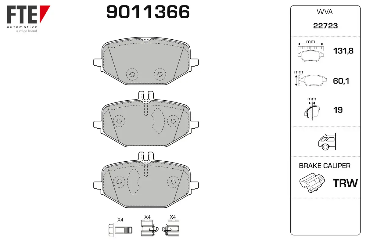 Bremsbelagsatz, Scheibenbremse Hinterachse FTE 9011366