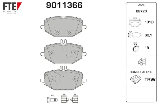 Bremsbelagsatz, Scheibenbremse Hinterachse FTE 9011366 Bild Bremsbelagsatz, Scheibenbremse Hinterachse FTE 9011366