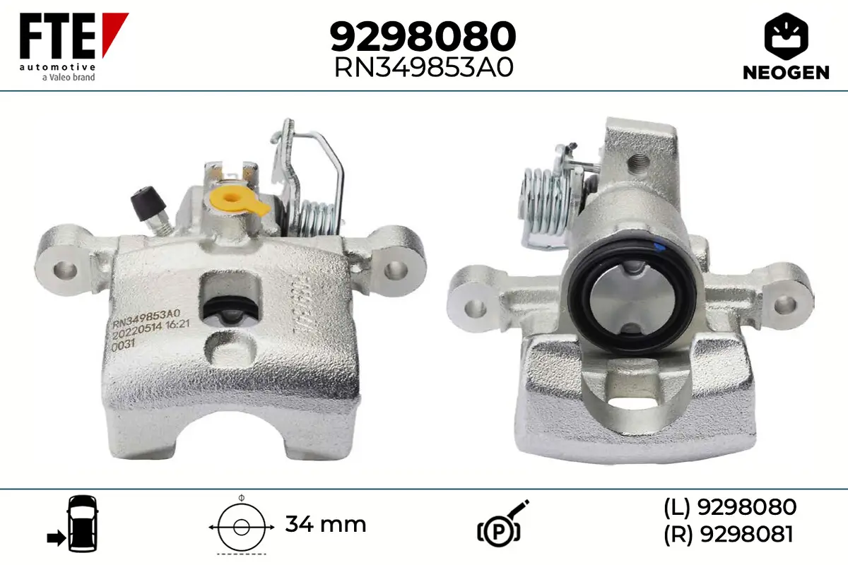 Bremssattel Hinterachse links FTE 9298080