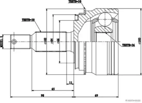 Gelenksatz, Antriebswelle Vorderachse links Vorderachse rechts radseitig HERTH+BUSS JAKOPARTS J2825137 Bild Gelenksatz, Antriebswelle Vorderachse links Vorderachse rechts radseitig HERTH+BUSS JAKOPARTS J2825137
