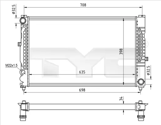 Kühler, Motorkühlung TYC 702-0010-R Bild Kühler, Motorkühlung TYC 702-0010-R