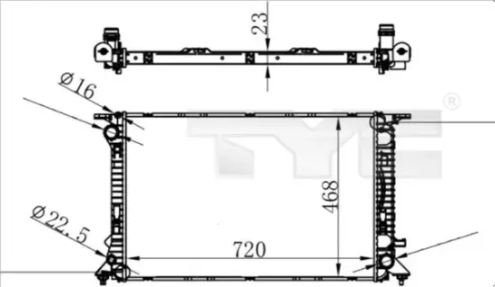 Kühler, Motorkühlung TYC 702-0038 Bild Kühler, Motorkühlung TYC 702-0038