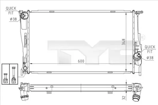 Kühler, Motorkühlung TYC 703-0008 Bild Kühler, Motorkühlung TYC 703-0008