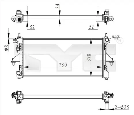 Kühler, Motorkühlung TYC 709-0020-R