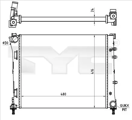 Kühler, Motorkühlung TYC 709-0023-R Bild Kühler, Motorkühlung TYC 709-0023-R