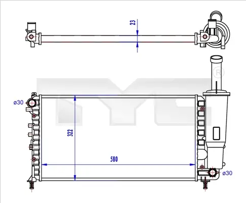 Kühler, Motorkühlung TYC 709-0027-R Bild Kühler, Motorkühlung TYC 709-0027-R