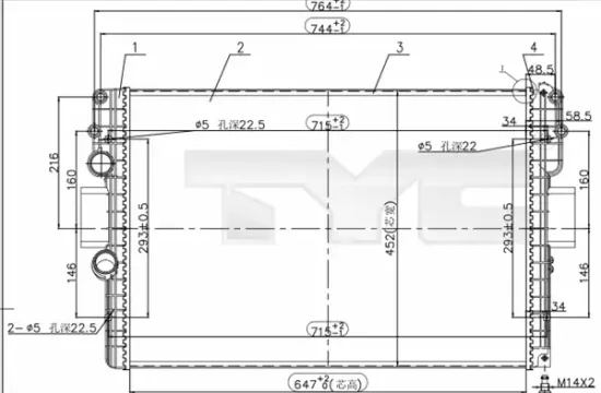 Kühler, Motorkühlung TYC 715-0006-R Bild Kühler, Motorkühlung TYC 715-0006-R