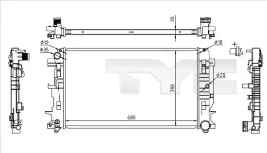 Kühler, Motorkühlung TYC 721-0014 Bild Kühler, Motorkühlung TYC 721-0014