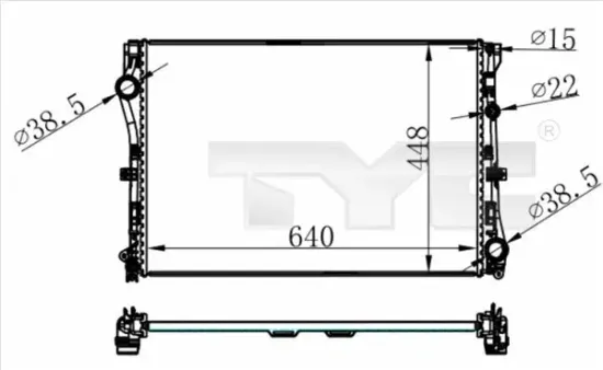 Kühler, Motorkühlung TYC 721-0021 Bild Kühler, Motorkühlung TYC 721-0021