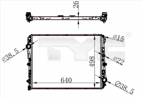 Kühler, Motorkühlung TYC 721-0022 Bild Kühler, Motorkühlung TYC 721-0022