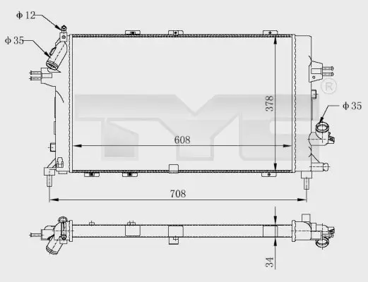 Kühler, Motorkühlung TYC 725-0028-R