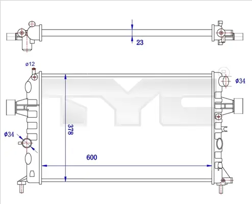 Kühler, Motorkühlung TYC 725-0038-R