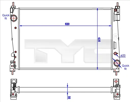 Kühler, Motorkühlung TYC 725-0042-R Bild Kühler, Motorkühlung TYC 725-0042-R