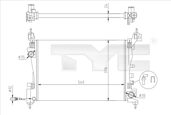 Kühler, Motorkühlung TYC 725-0044-R