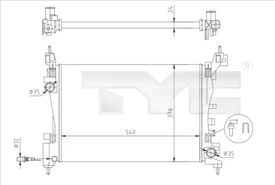 Kühler, Motorkühlung TYC 725-0044-R Bild Kühler, Motorkühlung TYC 725-0044-R