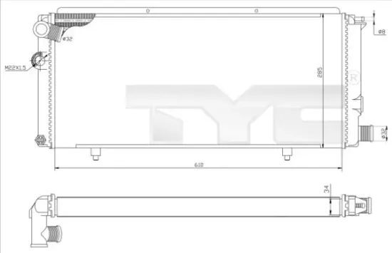 Kühler, Motorkühlung TYC 726-0014-R Bild Kühler, Motorkühlung TYC 726-0014-R