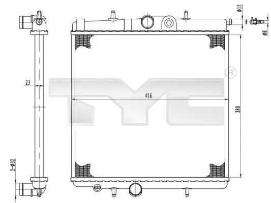 Kühler, Motorkühlung TYC 726-0017-R