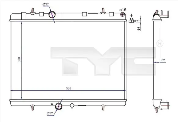 Kühler, Motorkühlung TYC 726-0020-R