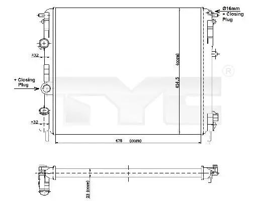 Kühler, Motorkühlung TYC 728-0010 Bild Kühler, Motorkühlung TYC 728-0010