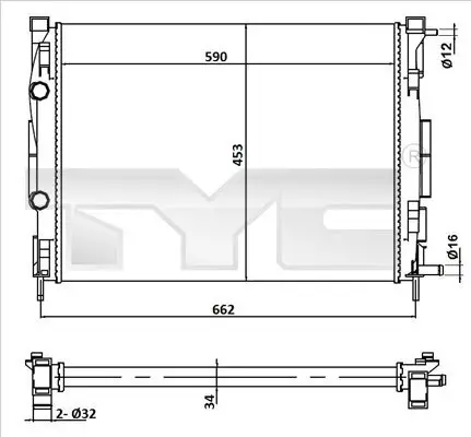 Kühler, Motorkühlung TYC 728-0054 Bild Kühler, Motorkühlung TYC 728-0054