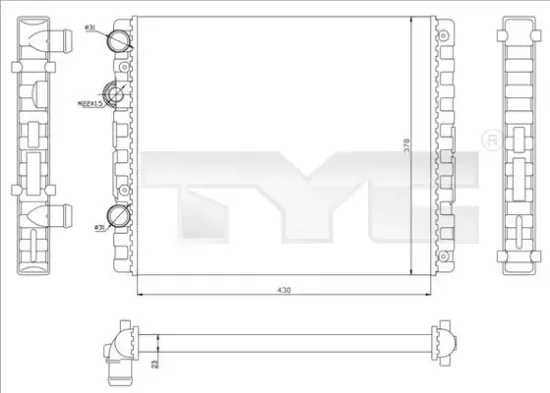 Kühler, Motorkühlung TYC 737-0040 Bild Kühler, Motorkühlung TYC 737-0040