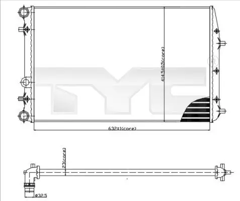 Kühler, Motorkühlung TYC 737-0041 Bild Kühler, Motorkühlung TYC 737-0041