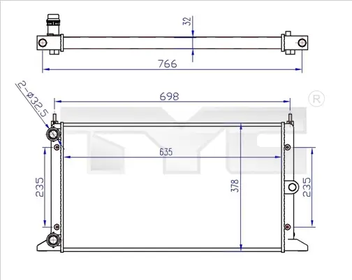 Kühler, Motorkühlung TYC 737-0043-R Bild Kühler, Motorkühlung TYC 737-0043-R